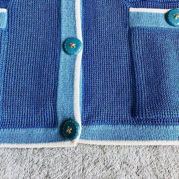NWOT Vintage St. John Sport Light Blue 4 Pocket Button Up Cardigan - Picture 9 of 16